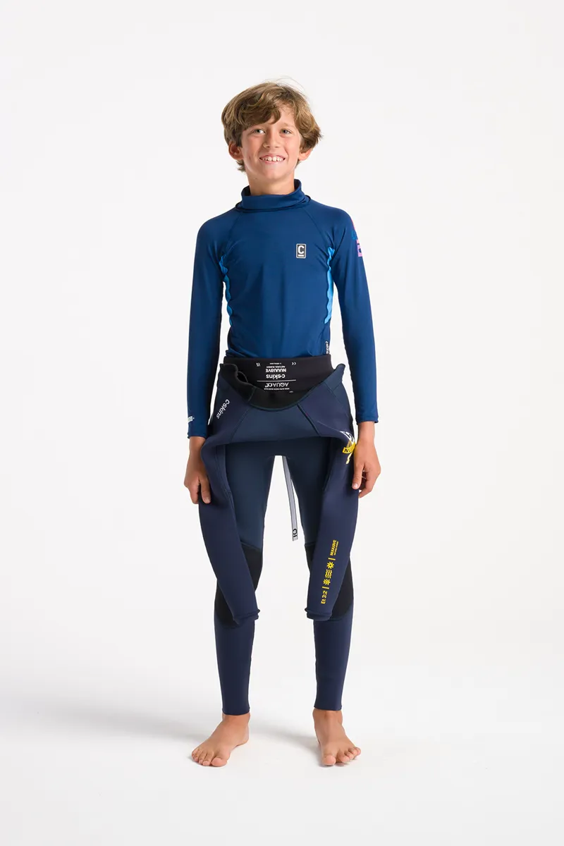 C-Skins NuWave Junior Long Sleeve UV Rash X Vest Slate-2