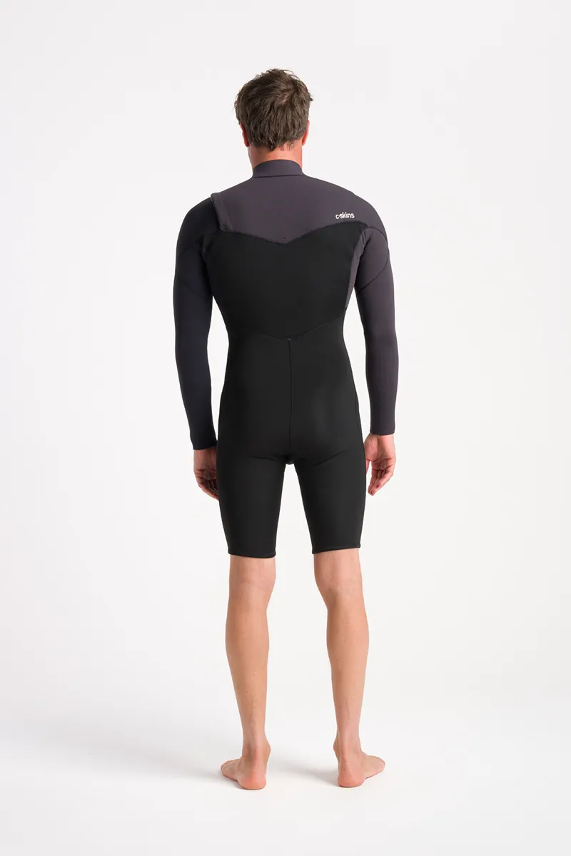 C-Skins Mens Session 3/2 Chest Zip Spring Wetsuit Black/Meteor-1