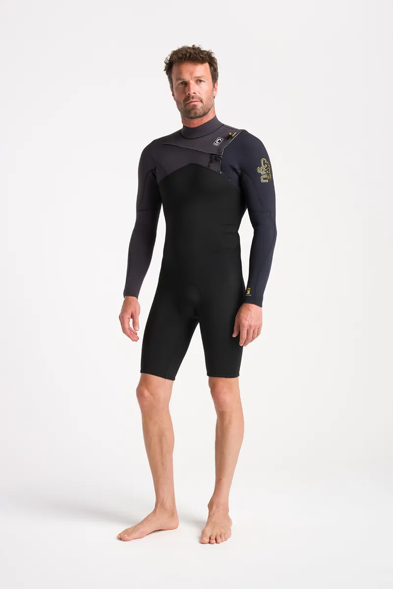 C-Skins Mens Session 3/2 Chest Zip Spring Wetsuit Black/Meteor