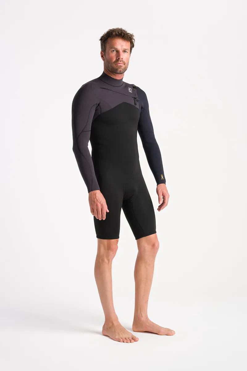 C-Skins Mens Session 3/2 Chest Zip Spring Wetsuit Black/Meteor-3