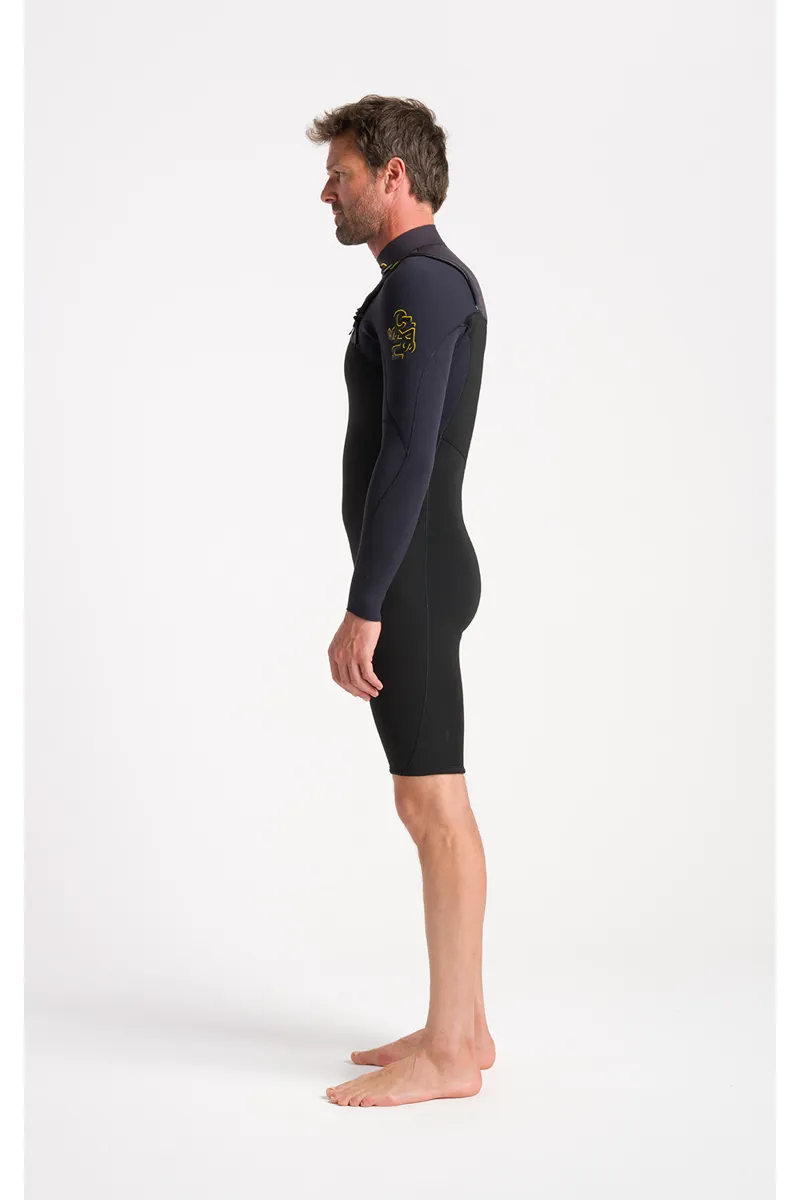 C-Skins Mens Session 3/2 Chest Zip Spring Wetsuit Black/Meteor-4