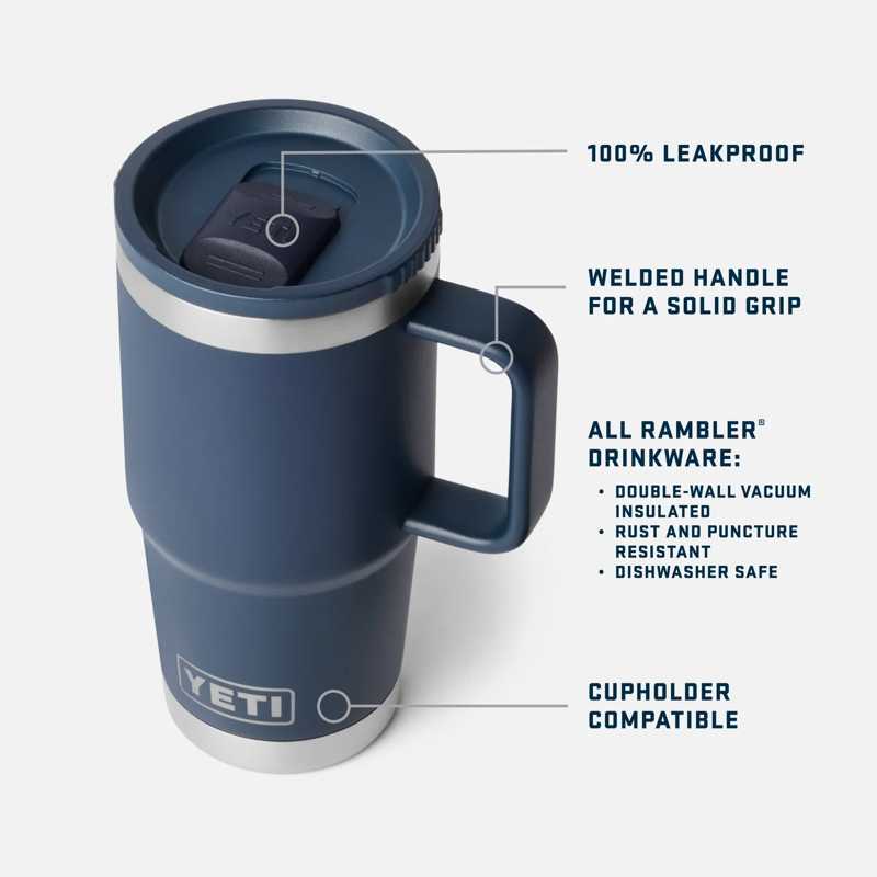 YETI Rambler 20 oz / 591ml Travel Mug With Leakproof Stronghold Lid - Navy-3