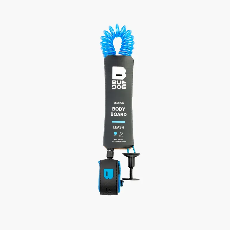Bulldog Session Wrist Coil Bodyboard Leash Black/Cyan