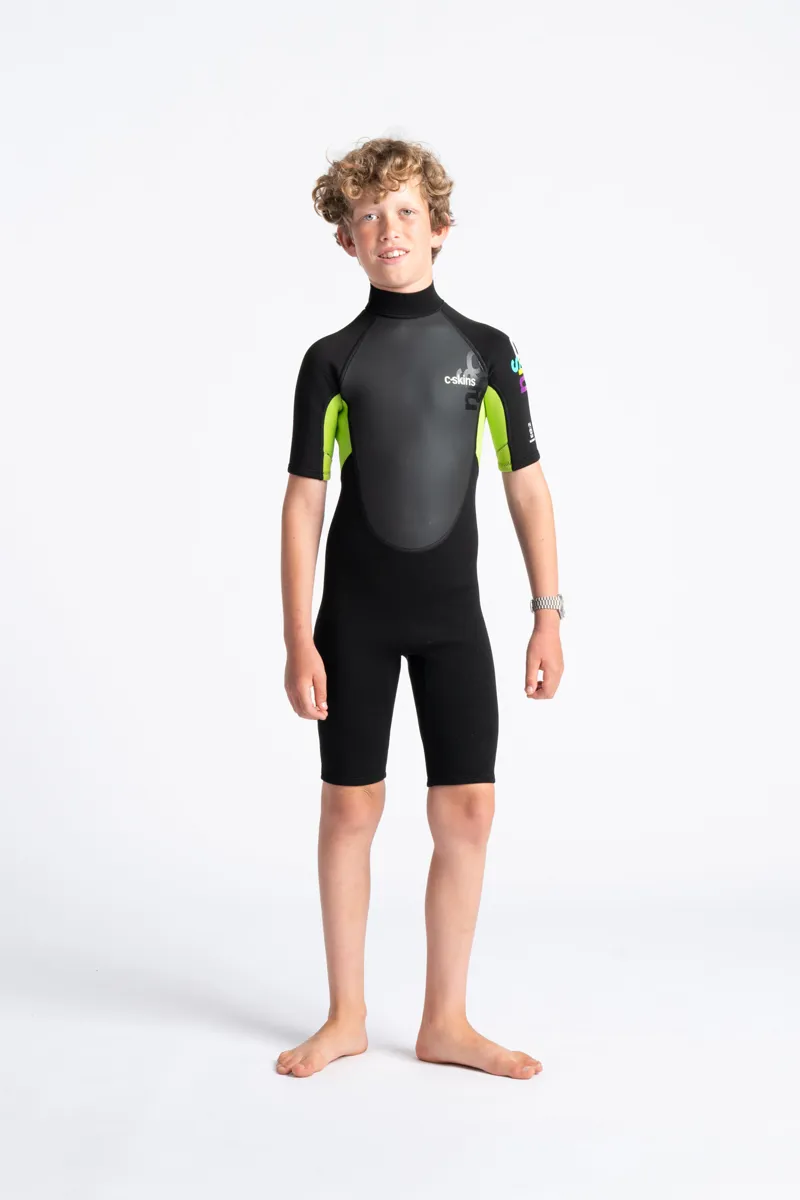 C-Skins Junior Element 3/2 Shorty Wetsuit Black/Lime