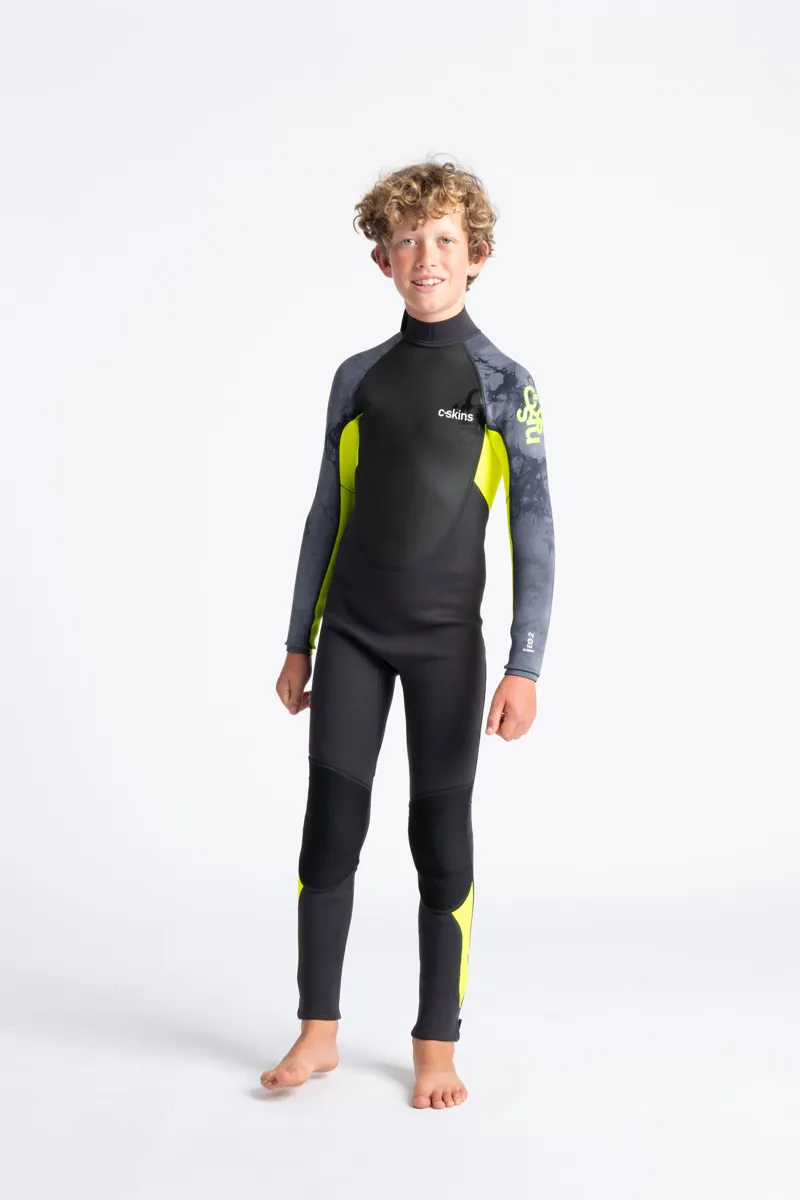 C-Skins Junior Element 3/2 Flatlock Wetsuit Anthracite/Yellow