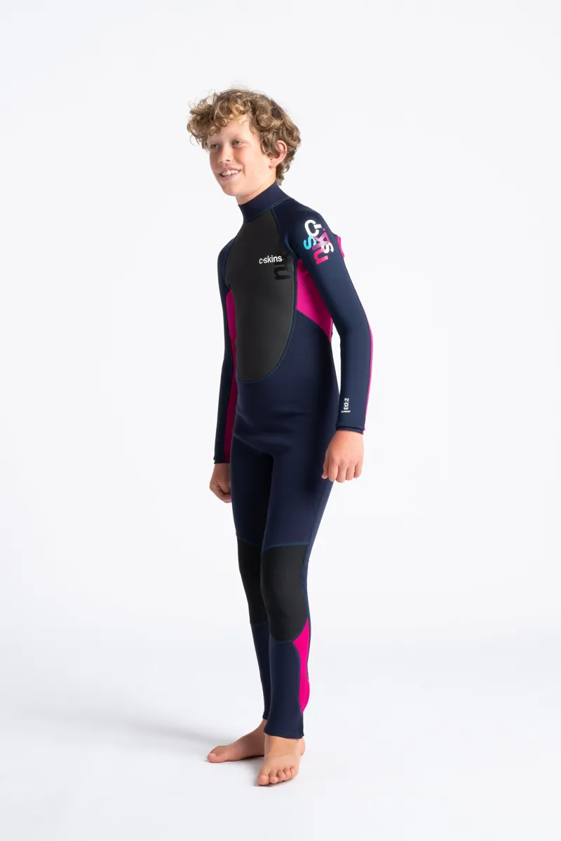 C-Skins Junior Element 3/2 Flatlock Wetsuit Slate/Magenta-2