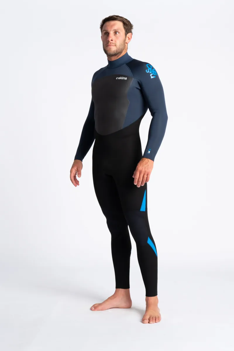 C-Skins Mens Legend 3/2 Back Zip Wetsuit Black/Bluestone-3