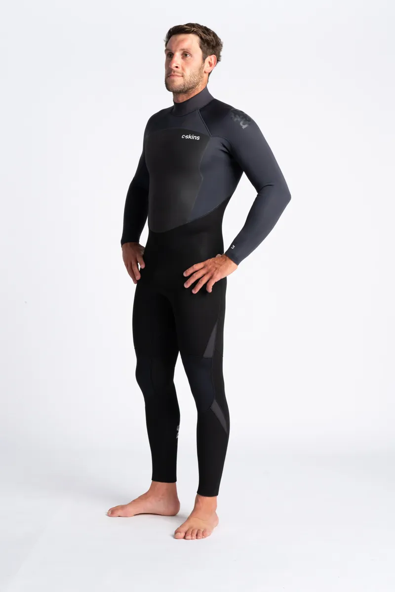 C-Skins Mens Legend 4/3 Back Zip Wetsuit Black/Anthracite-2
