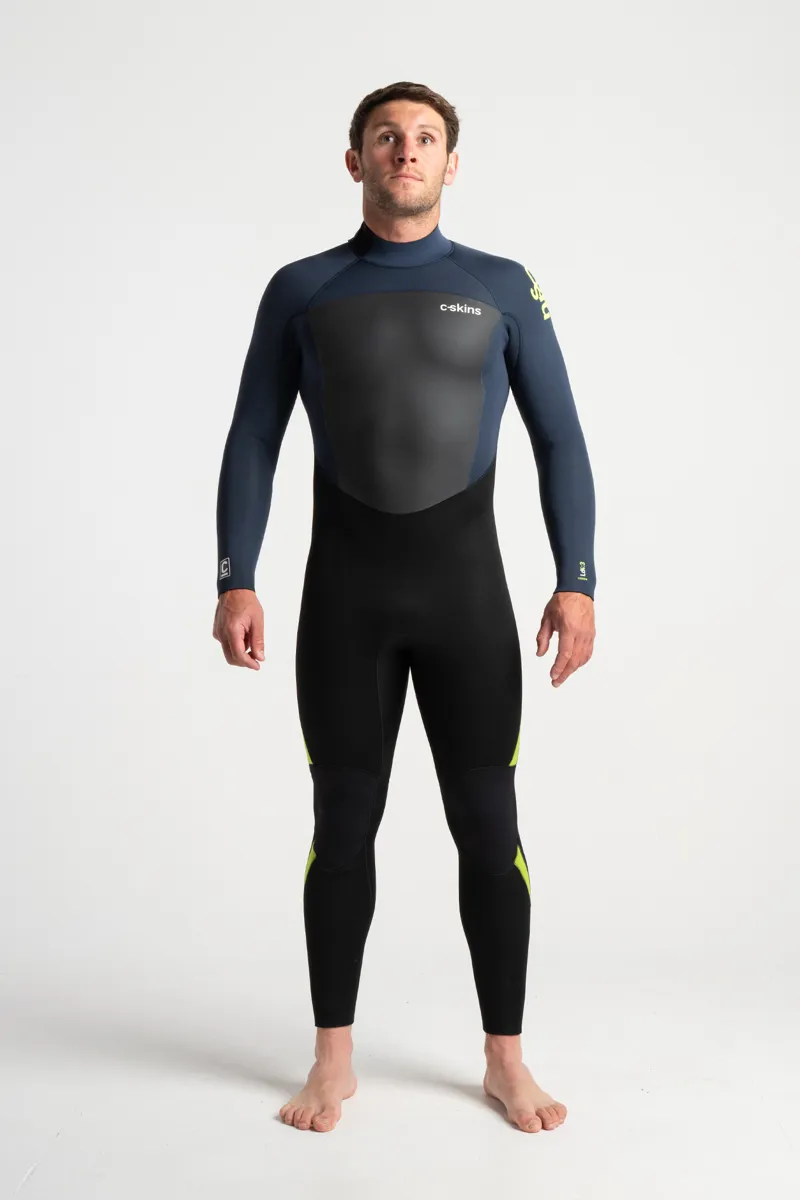 C-Skins Mens Legend 4/3 Back Zip Wetsuit Black/Bluestone