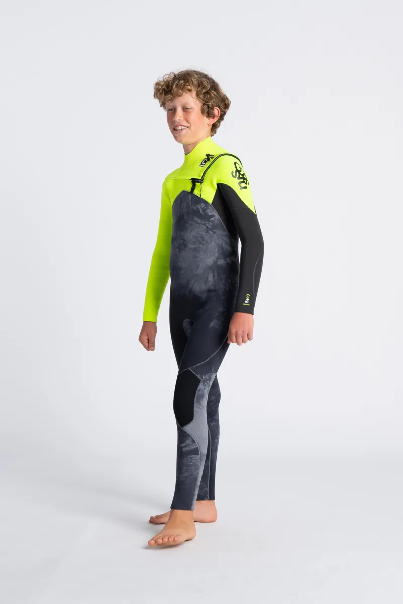 C-Skins Junior Session 4/3 Chest Zip Wetsuit Yellow/Graphite-2