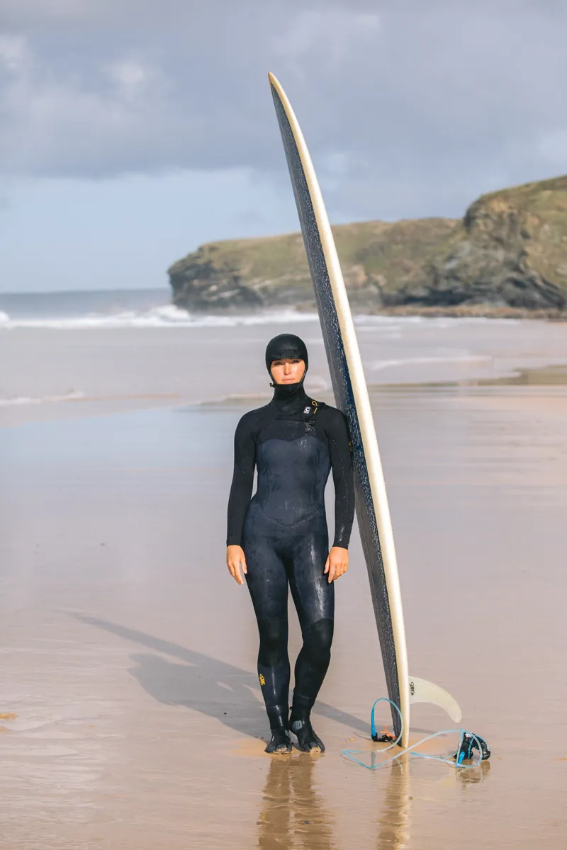 C-Skins Womens Solace 5/4 Hooded 2024 Wetsuit Black x Saffron-9