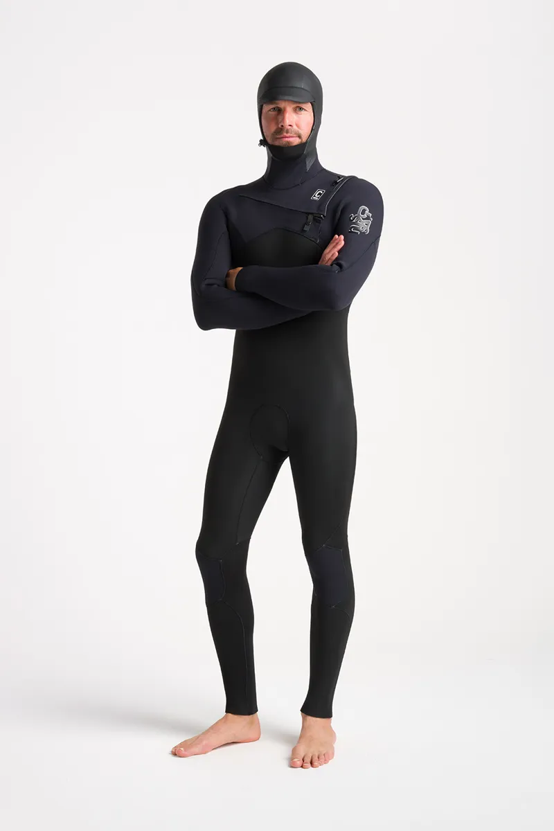 C-Skins Mens Session 5/4 Hooded 2024 Wetsuit Black x White