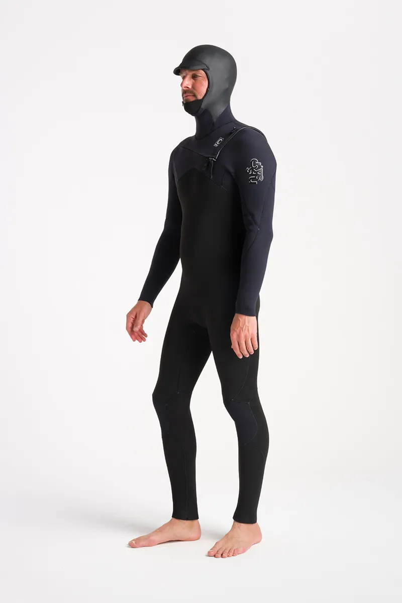 C-Skins Mens Session 5/4 Hooded 2024 Wetsuit Black x White-4