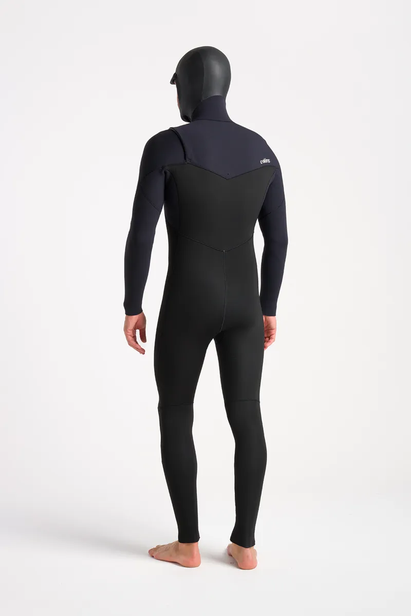 C-Skins Mens Session 5/4 Hooded 2024 Wetsuit Black x White-5