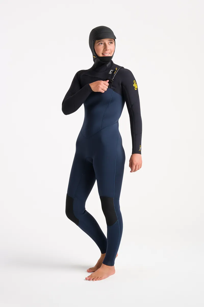 C-Skins Womens Solace 5/4 Hooded 2024 Wetsuit Black x Saffron-5