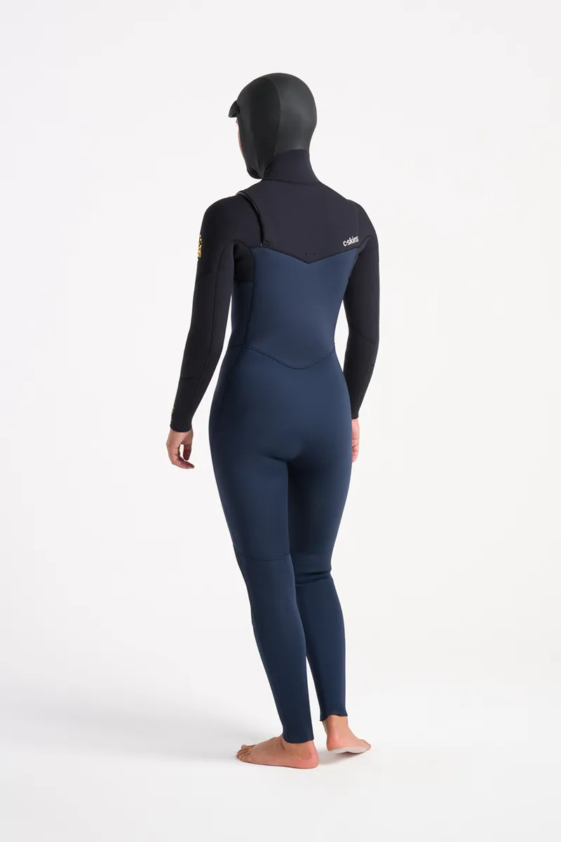 C-Skins Womens Solace 5/4 Hooded 2024 Wetsuit Black x Saffron-4