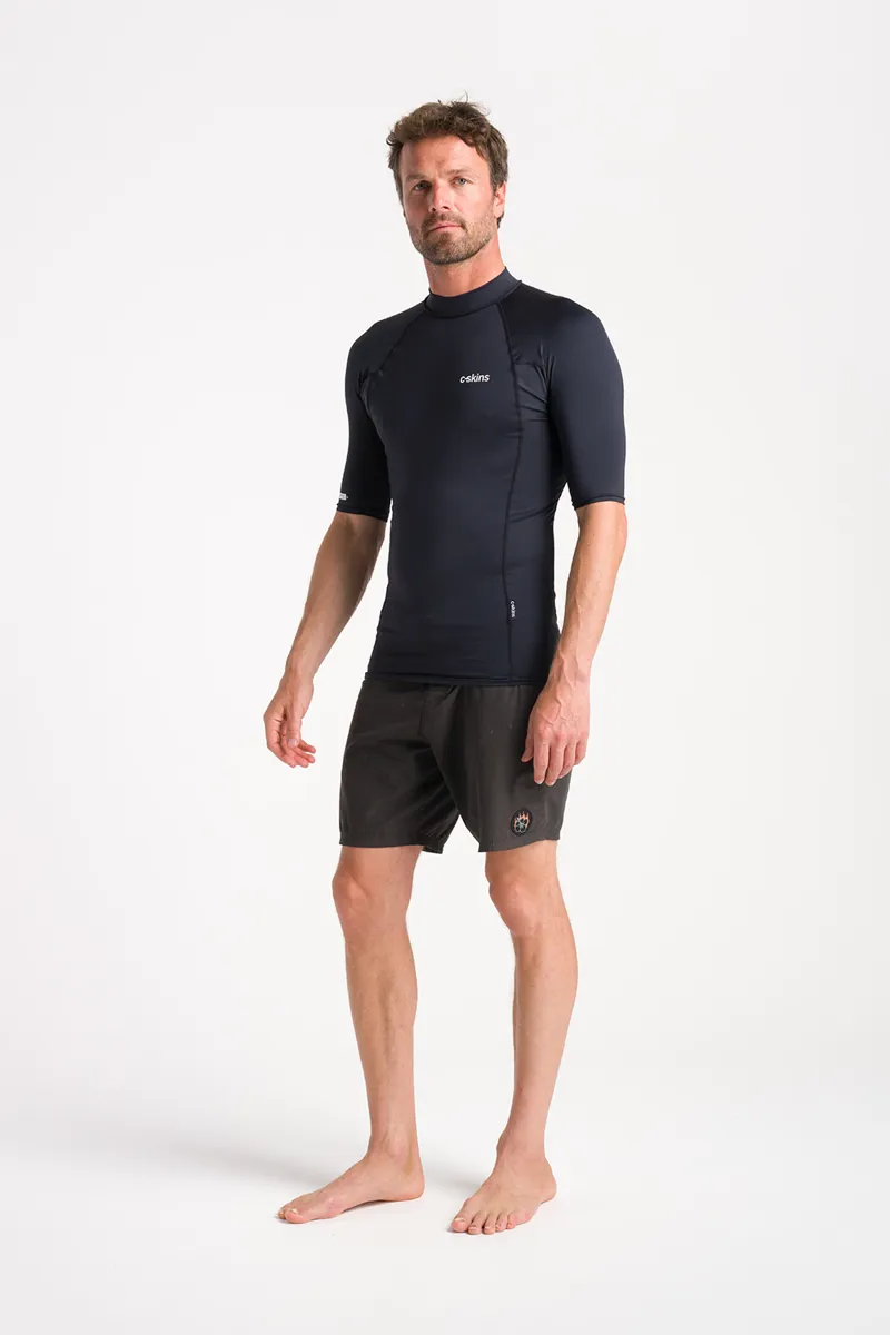 C-Skins NuWave UV Basics Mens Short Sleeve Rash Vest Black-2