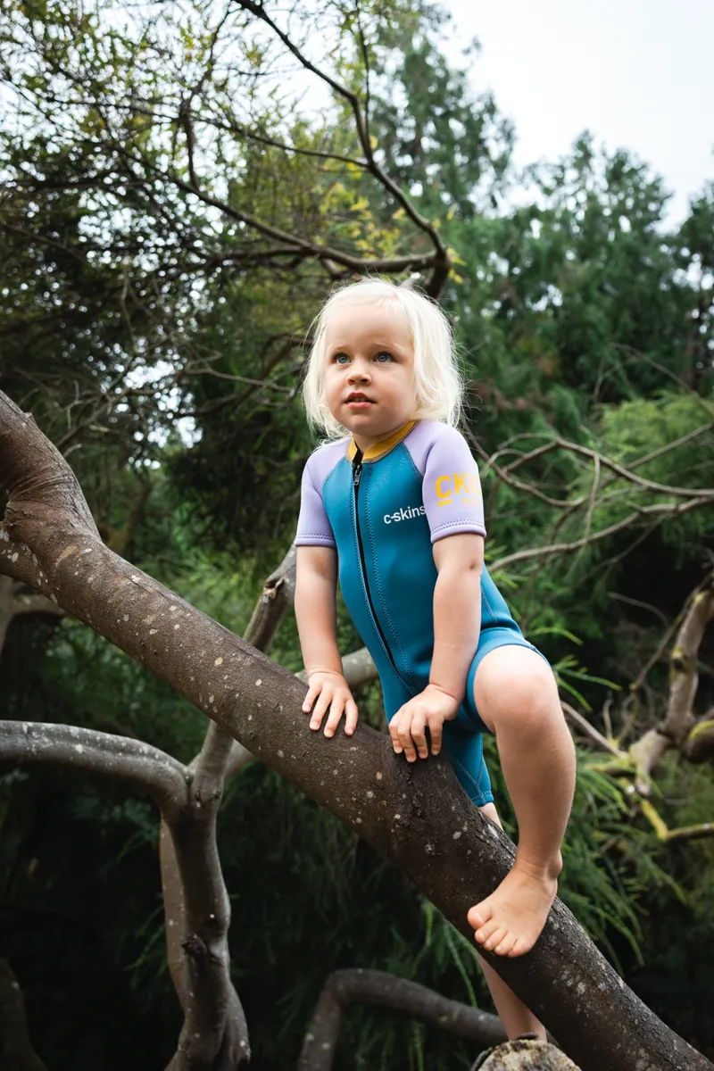 C-Skins NuWave C-Kid Baby Front Zip Shorti Steel Blue/Lilac Wetsuit-1