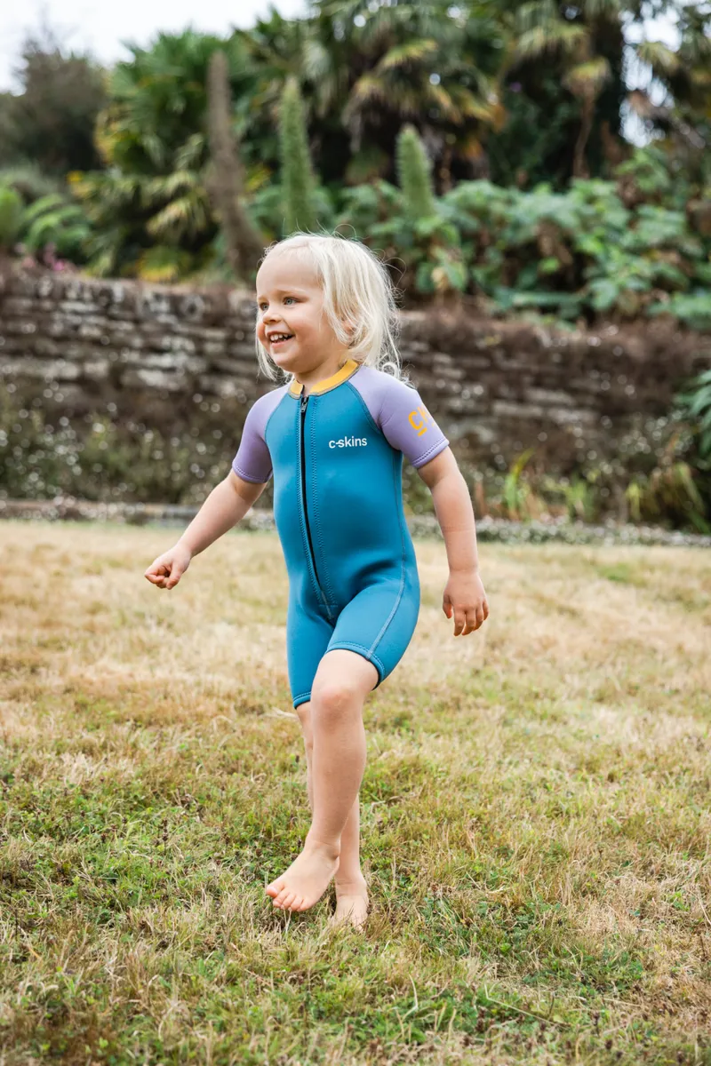 C-Skins NuWave C-Kid Baby Front Zip Shorti Steel Blue/Lilac Wetsuit-2