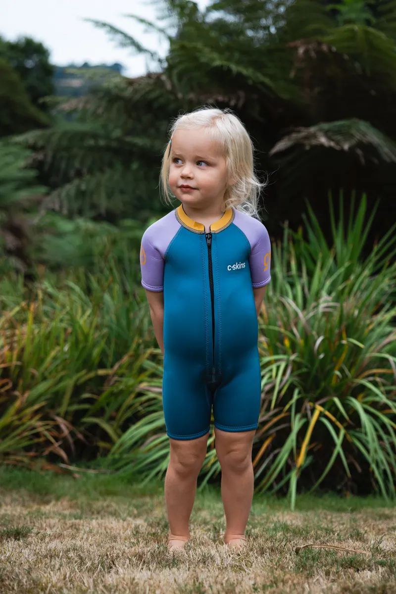 C-Skins NuWave C-Kid Baby Front Zip Shorti Steel Blue/Lilac Wetsuit-4