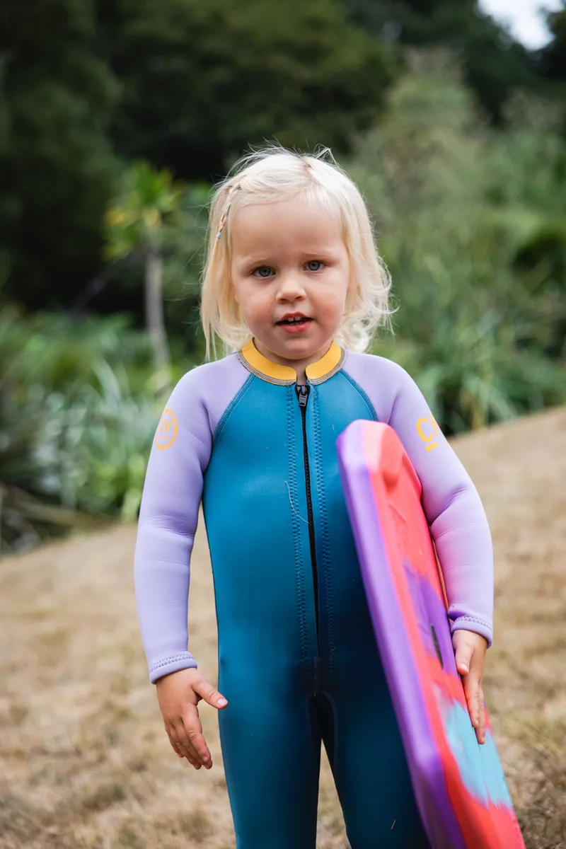 C-Skins NuWave C-Kid Baby Front Zip Steamer Steel Blue/Lilac Wetsuit-2