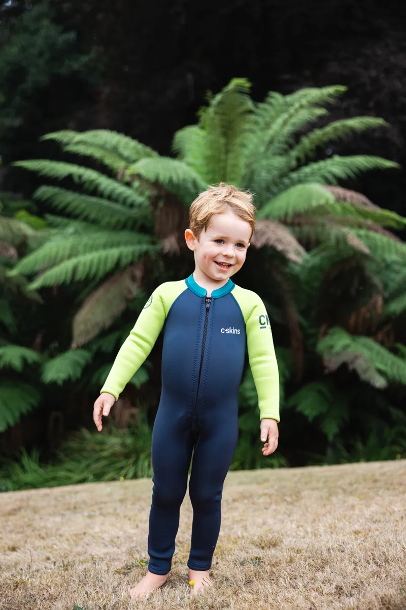 C-Skins NuWave C-Kid Baby Front Zip Steamer Bluestone/Lime Wetsuit