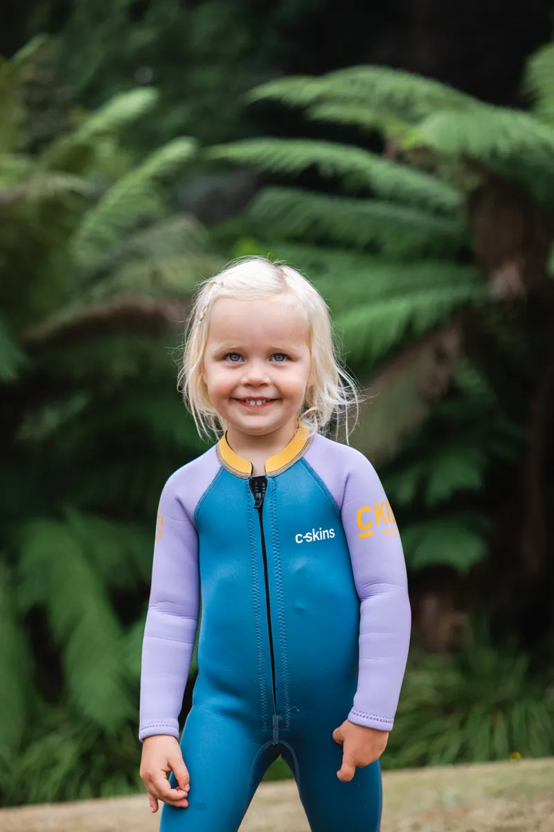 C-Skins NuWave C-Kid Baby Front Zip Steamer Steel Blue/Lilac Wetsuit-1