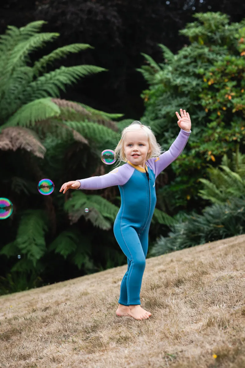 C-Skins NuWave C-Kid Baby Front Zip Steamer Steel Blue/Lilac Wetsuit-4