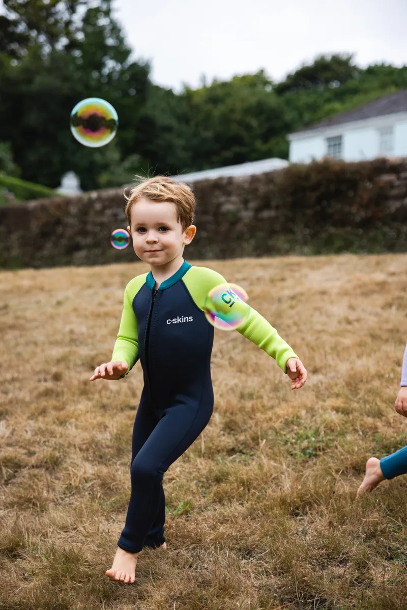 C-Skins NuWave C-Kid Baby Front Zip Steamer Bluestone/Lime Wetsuit-2