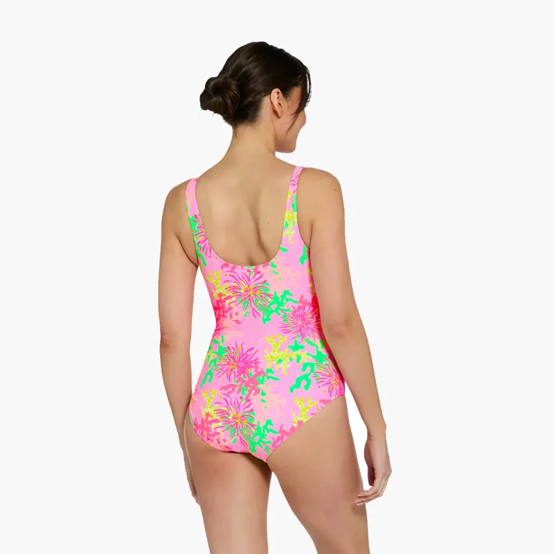 Zoggs Ecofeel Scoopback Silver Lined Swim Suit Undersea Magic Pink-1