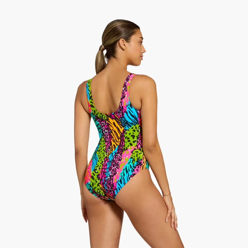 Zoggs Ecofeel Scoopback Silver Lined Swim Suit Wild Mix-1