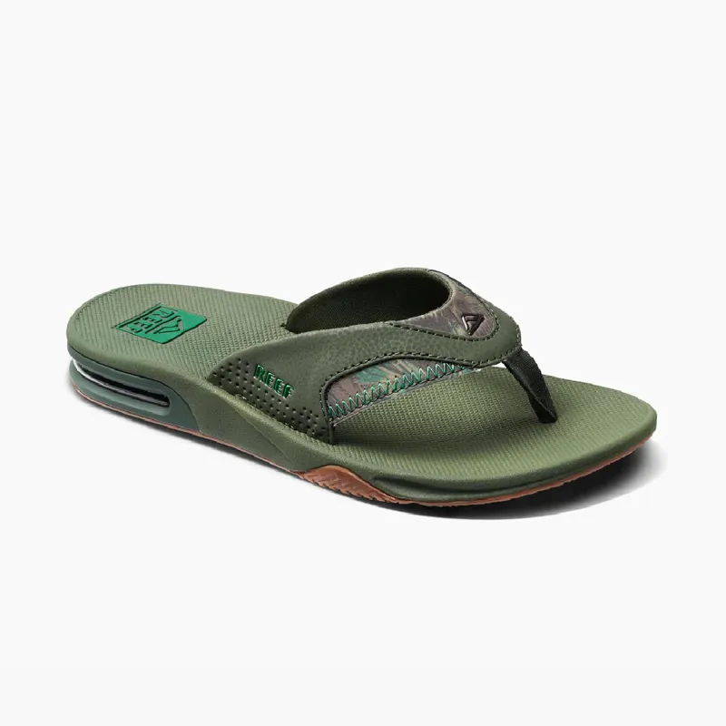 Reef Fanning Olive Palm Flip Flops