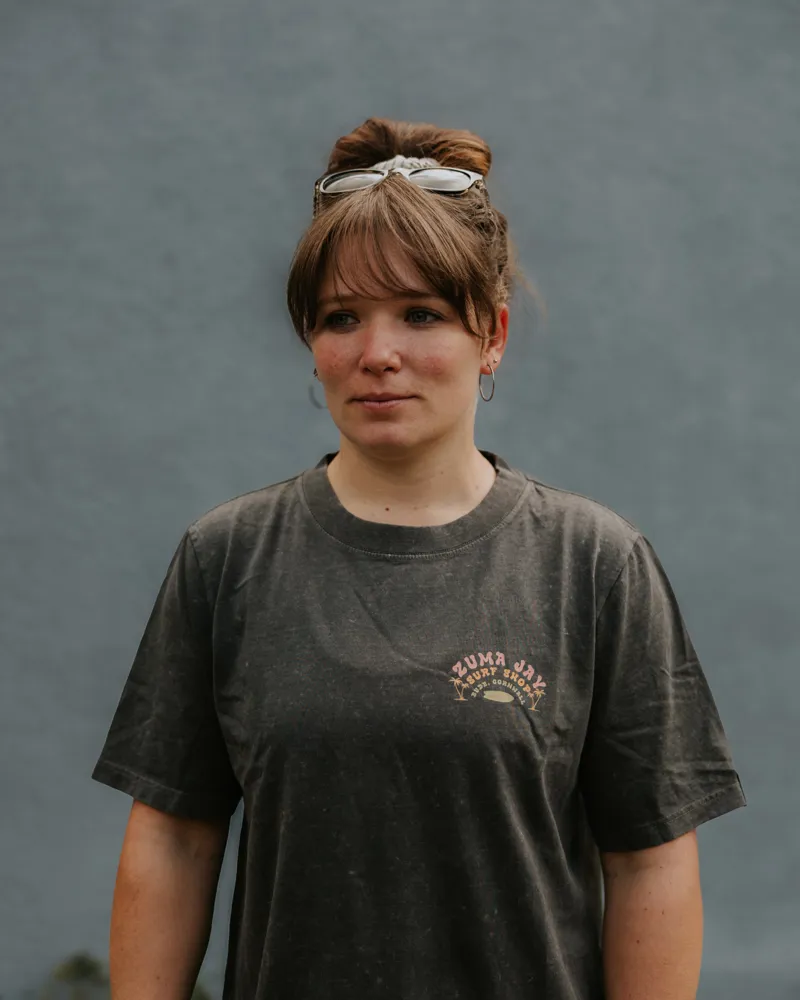 Zuma Jay Womens 2Palms Heavyweight Boxy Tee Coal Stone-5