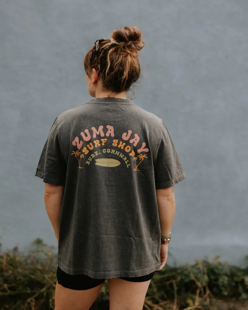 Zuma Jay Womens 2Palms Heavyweight Boxy Tee Coal Stone-6