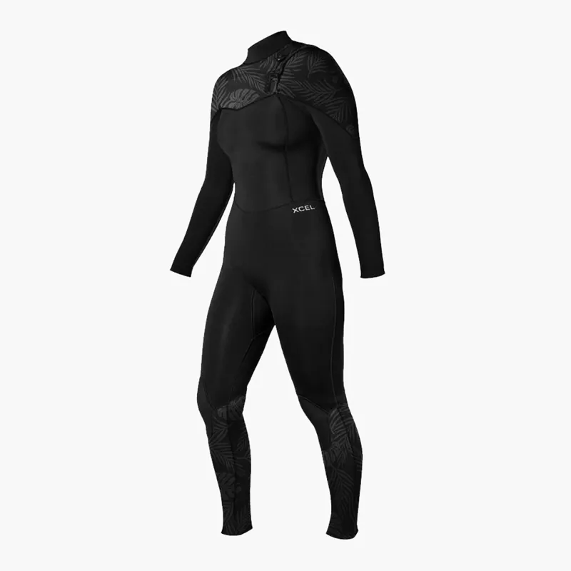 Xcel Womens Comp 4/3 Chest Zip Wetsuit Black Palm-1