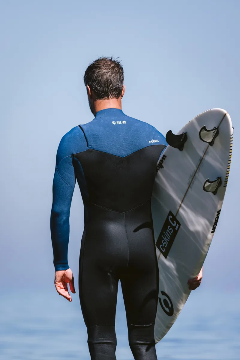 C-Skins NuWave Mens Session 3/2 Chest Zip Wetsuit Black/Steel Blue X-2