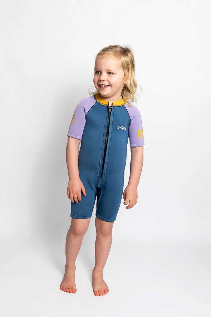 C-Skins NuWave C-Kid Baby Front Zip Shorti Steel Blue/Lilac Wetsuit