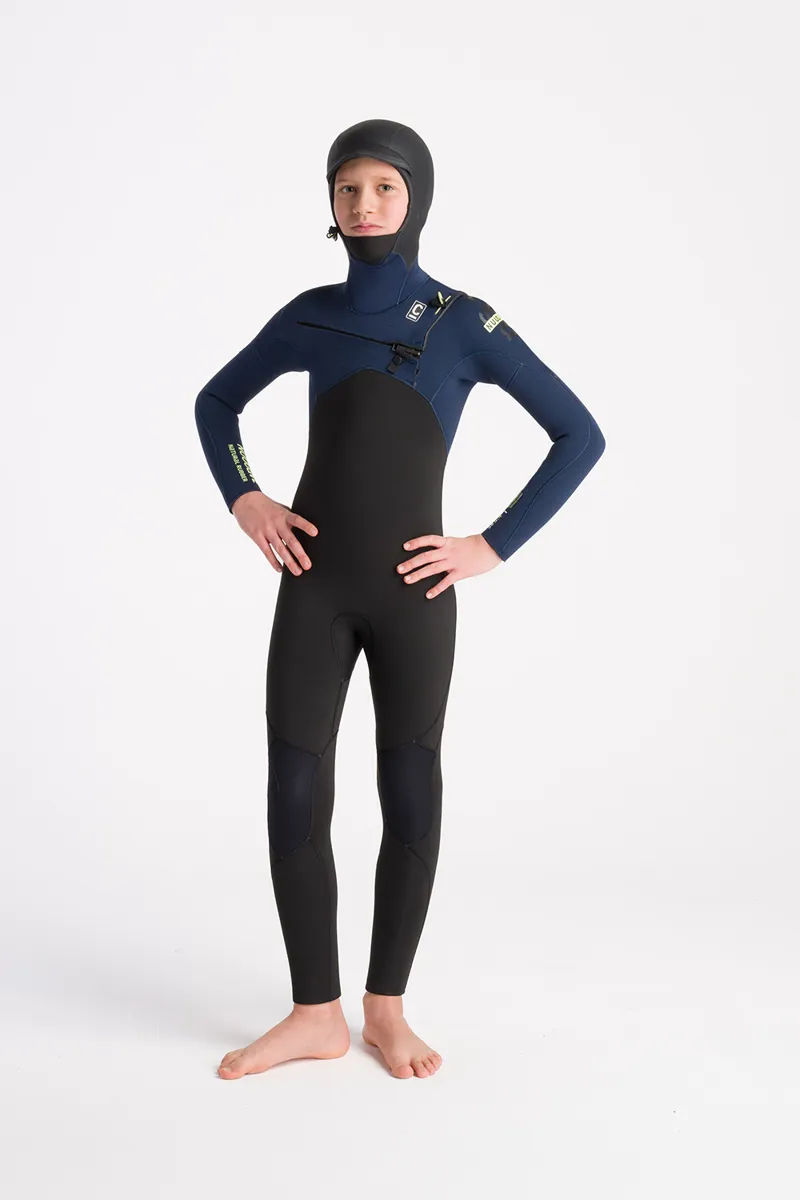 C-Skins NuWave Junior Session 5/4 Hooded Wetsuit Black/Bluestone