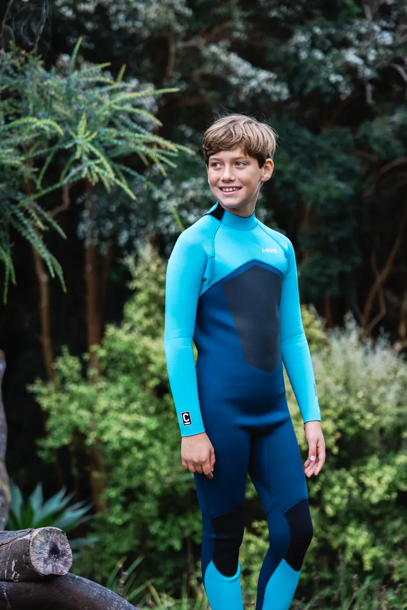 C-Skins Junior NuWave Legend 3/2 Back Zip Wetsuit Bluestone/Blue-5