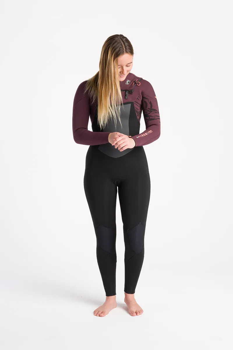 C-Skins Womens NuWave ReWired 5/4 Chest Zip Wetsuit Raven Rust-2