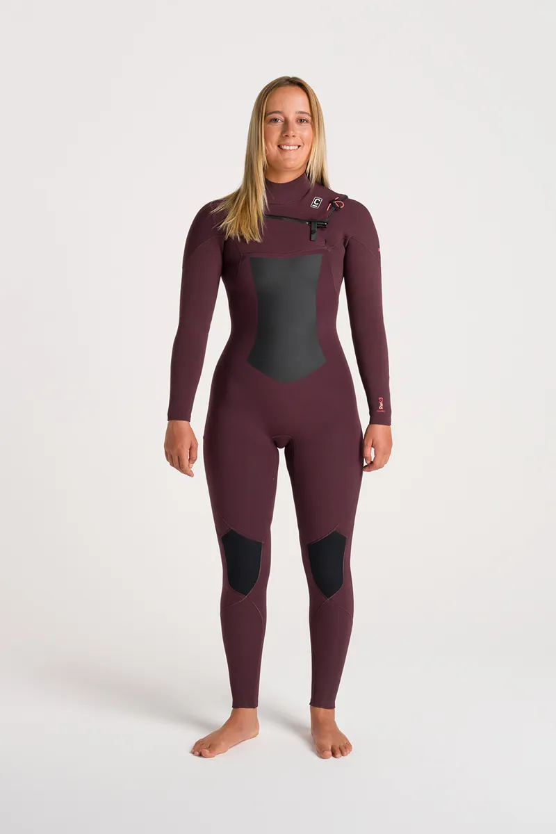C-Skins Womens NuWave ReWired 4/3 Chest Zip Wetsuit Rust-1