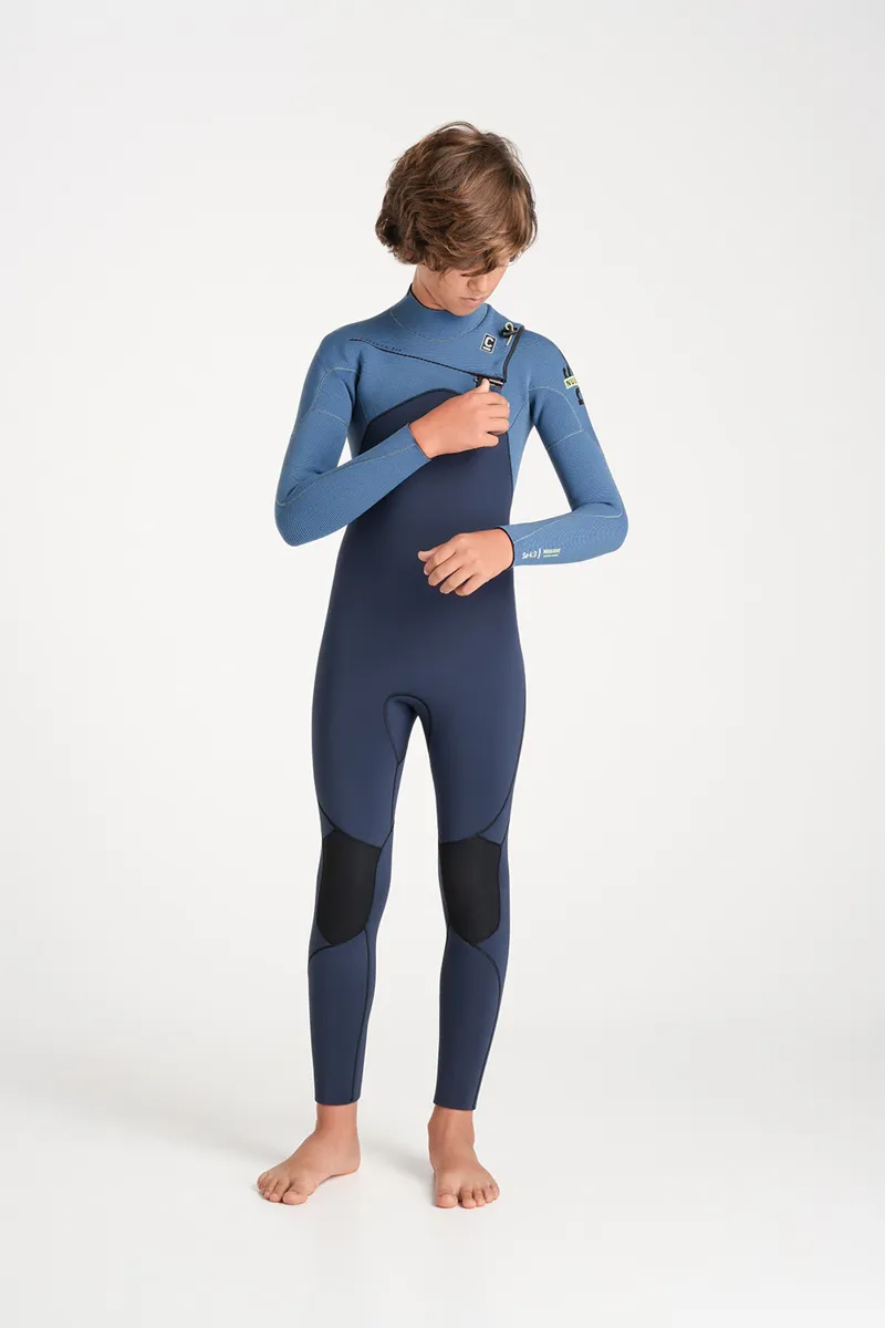 C-Skins NuWave Junior Session 4/3 Chest Zip Wetsuit Bluestone/Steel-1