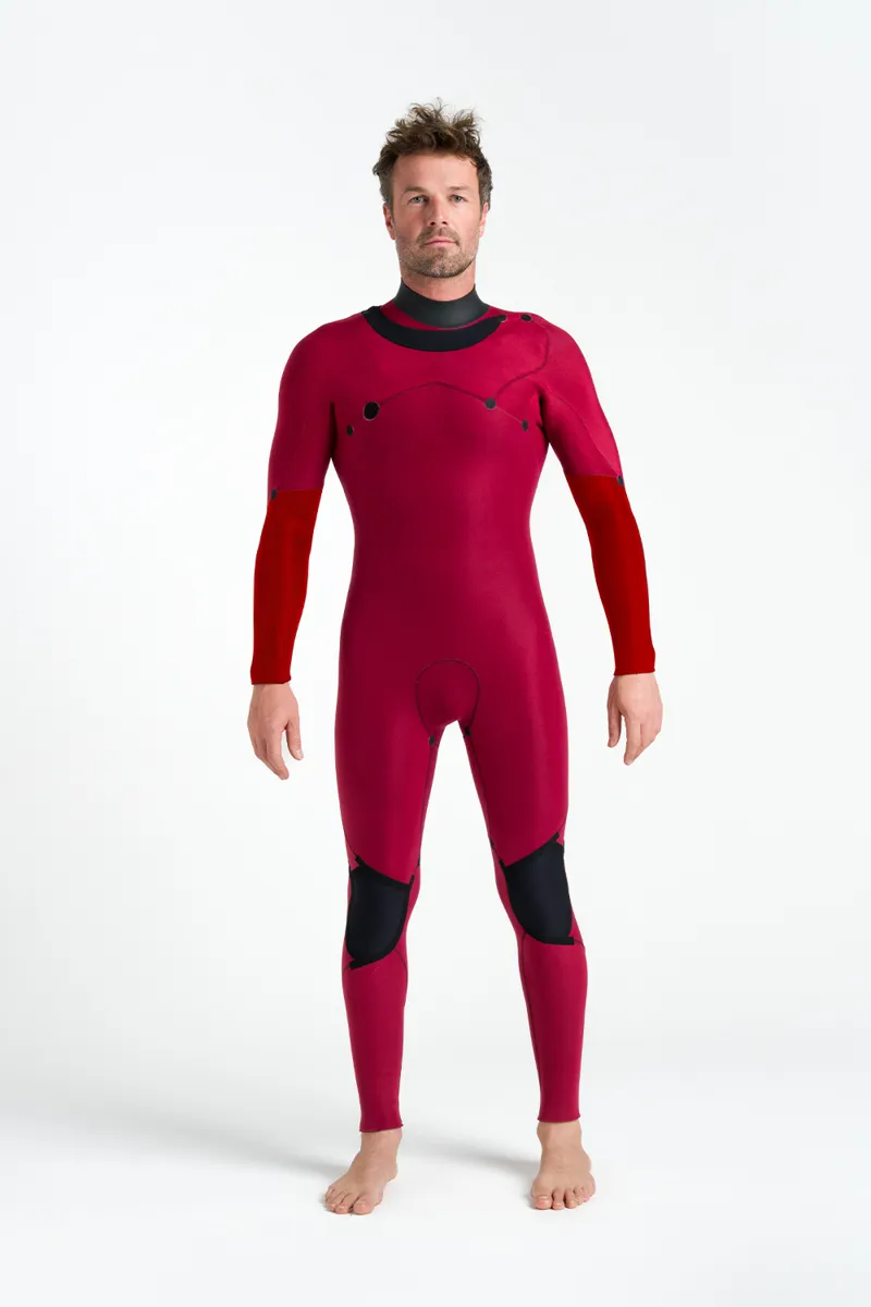 C-Skins NuWave Session 5/4 Mens Chest ip Wetsuit Black/Red-3