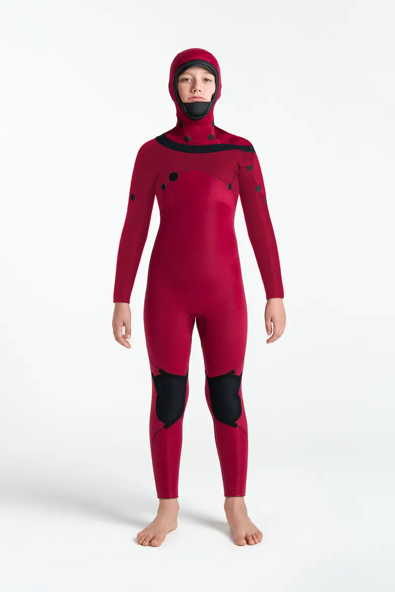 C-Skins NuWave Kids Session 5/4 Hooded Wetsuit Meteor/Forest Green-3