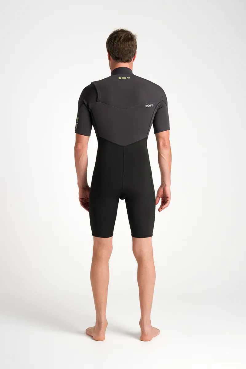 C-Skins NuWave Mens Session Lite 2/2 Chest Zip Flat Lock Shorti Black-2