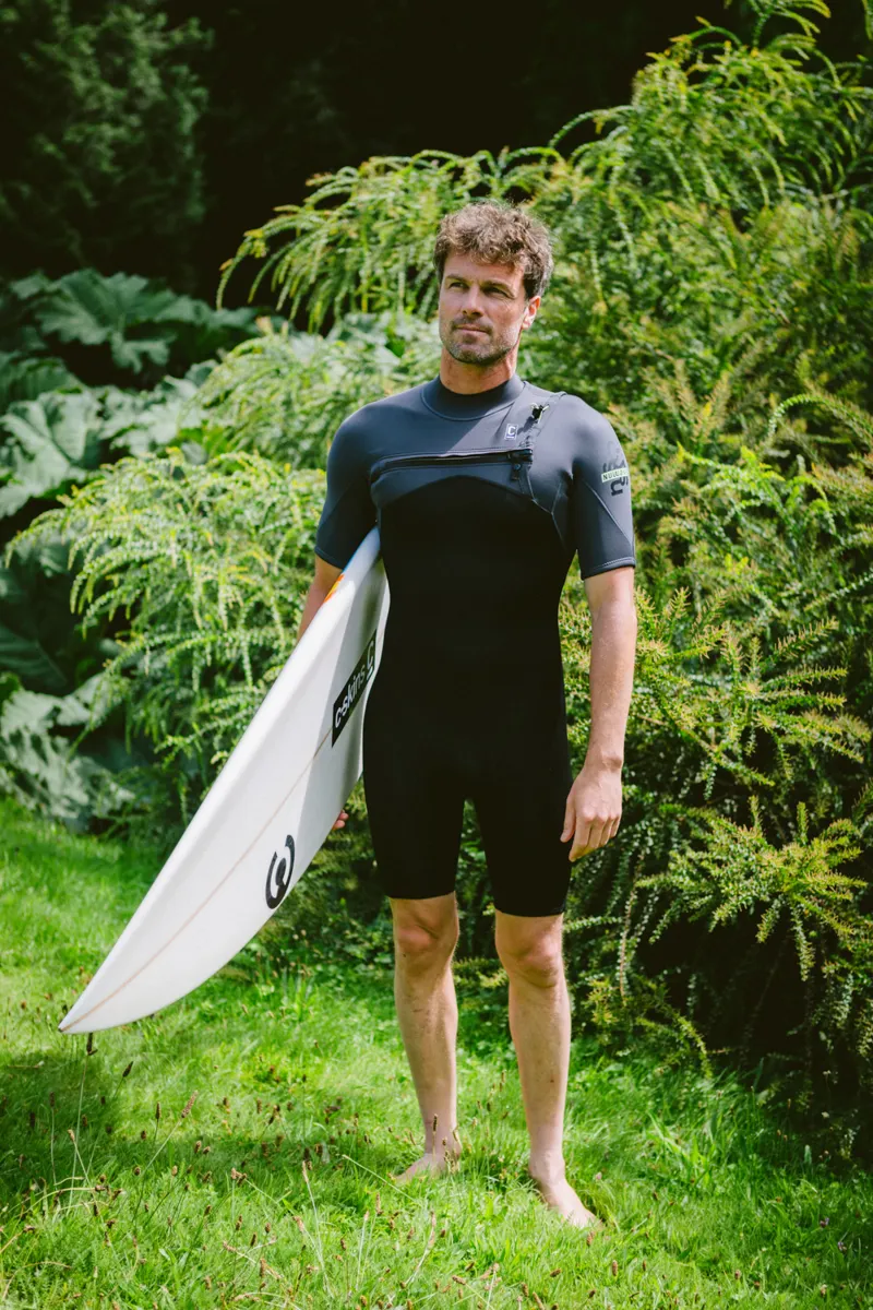 C-Skins NuWave Mens Session Lite 2/2 Chest Zip Flat Lock Shorti Black-5