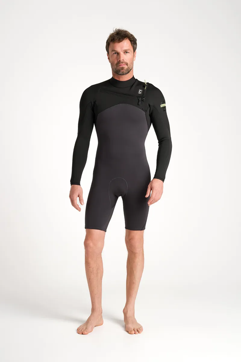C-Skins Mens NuWave Session Lite 2/2 Chest Zip Flatlock Spring Suit