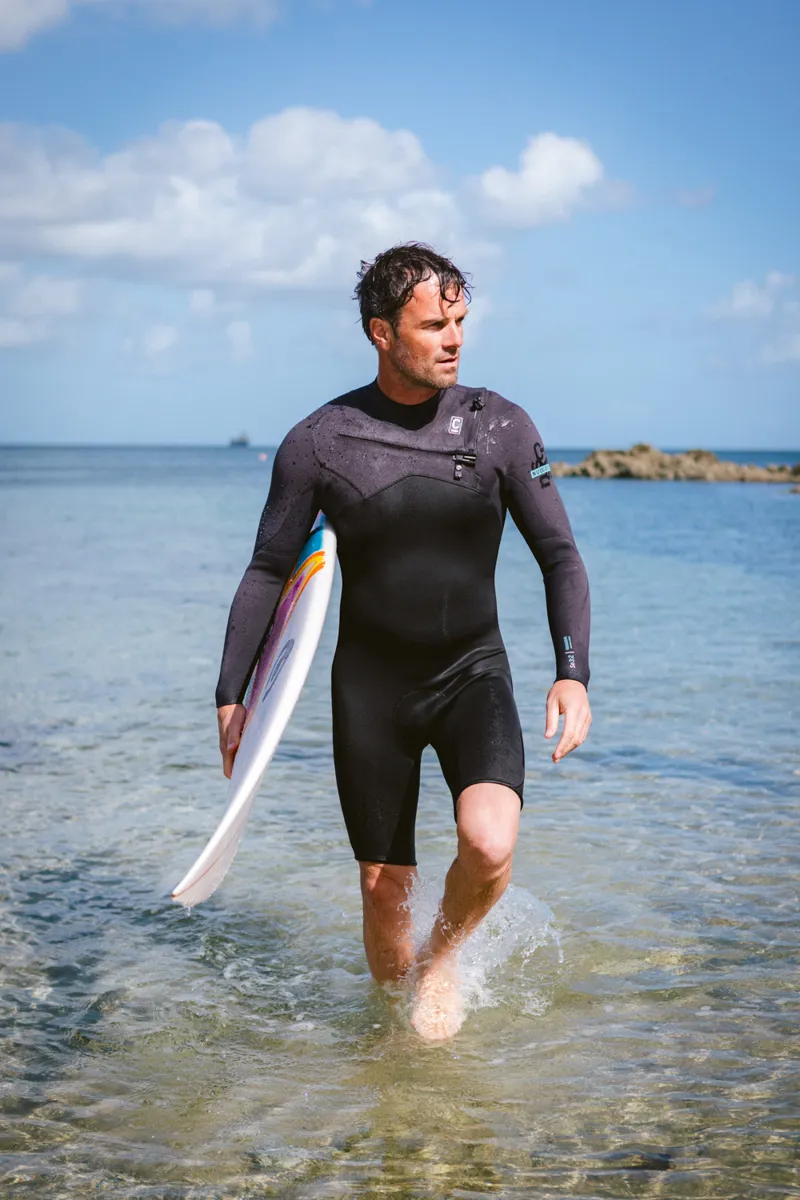 C-Skins Mens NuWave Session 3/2 Chest Zip Spring Wetsuit Black/Meteor-3