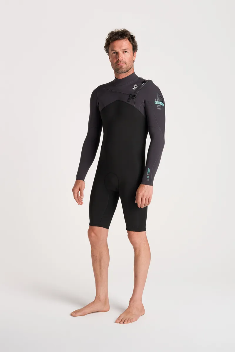 C-Skins Mens NuWave Session 3/2 Chest Zip Spring Wetsuit Black/Meteor
