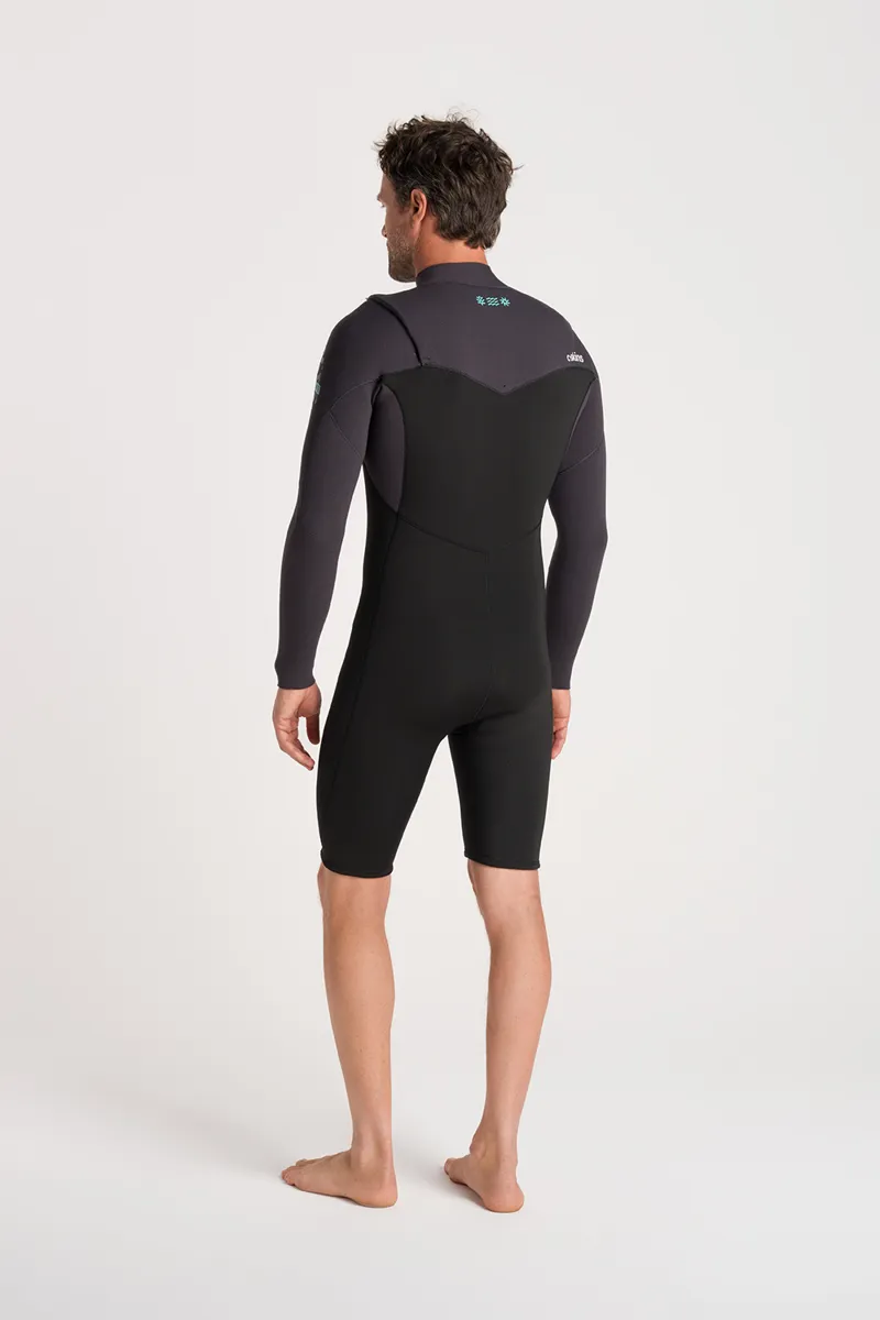 C-Skins Mens NuWave Session 3/2 Chest Zip Spring Wetsuit Black/Meteor-1
